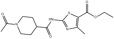 ethyl 2-(1-acetylpiperidine-4-carboxamido)-4-methylthiazole-5-carboxylate Struktur