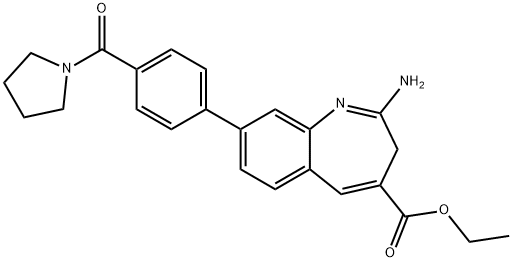 2-Amino-8-[4-(1-pyrrolidinylcarbonyl)phenyl]-3H-1-benzazepine-4-carboxylic acid ethyl ester Struktur