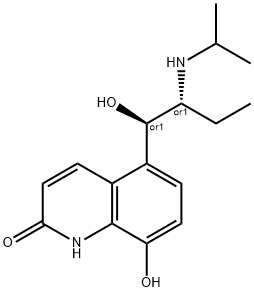 2(1H)-Quinolinone, 8-hydroxy-5-[(1R,2R)-1-hydroxy-2-[(1-methylethyl)amino]butyl]-, rel- Struktur