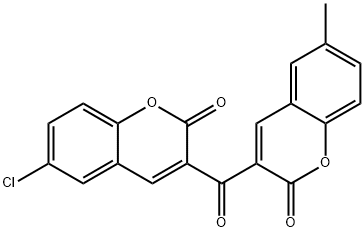 6-chloro-3-(6-methyl-2-oxo-2H-chromene-3-carbonyl)-2H-chromen-2-one Struktur