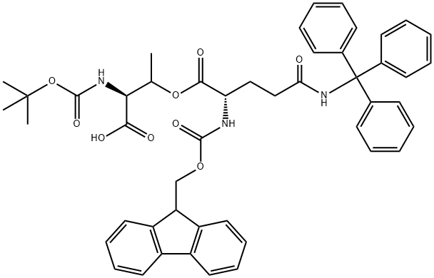 (Tert-Butoxy)Carbonyl Thr((9H-Fluoren-9-yl)MethOxy]Carbonyl Gln(Trt))-OH Struktur