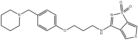 N-(4-(3-(1-piperidinylmethyl)phenoxy)propyl)thieno(3,4-d)isothiazol-3-amine 1,1,-dioxide Struktur