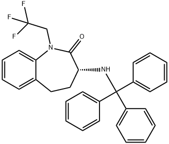 (R)-1-(2,2,2-Trifluoro-ethyl)-3-(tritylamino)-1,3,4,5-tetrahydro-1-benzazepin-2-one Struktur