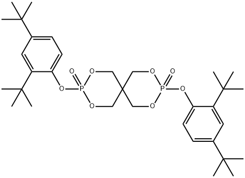 2,4,8,10-Tetraoxa-3,9-diphosphaspiro[5.5]undecane, 3,9-bis[2,4-bis(1,1-dimethylethyl)phenoxy]-, 3,9-dioxide Struktur