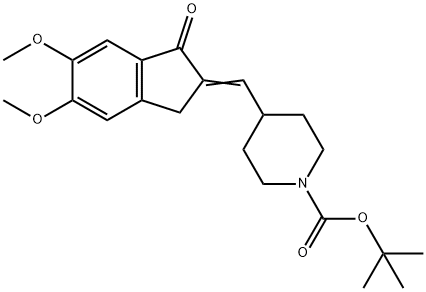 1-Piperidinecarboxylic acid, 4-[(1,3-dihydro-5,6-dimethoxy-1-oxo-2H-inden-2-ylidene)methyl]-, 1,1-dimethylethyl ester Struktur