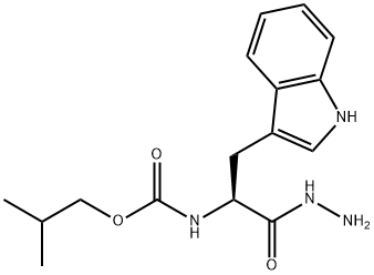 2-Methylpropyl N-[(2R)-1-hydrazinyl-3-(1H-indol-3-yl)-1-oxopropan-2-yl]carbamate Struktur