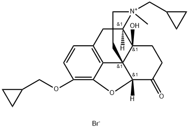 Morphinanium, 3-(cyclopropylmethoxy)-17-(cyclopropylmethyl)-4,5-epoxy-14-hydroxy-17-methyl-6-oxo-, bromide (1:1), (5α)- Struktur