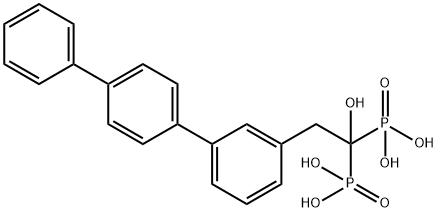 {1-Hydroxy-2[3-4(4-phenylphenyl)phenyl)]-1-phosphonoethyl}phosphoric acid Struktur