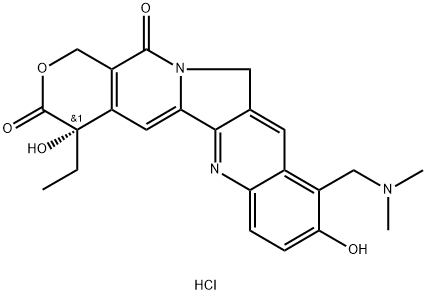 1H-Pyrano[3',4':6,7]indolizino[1,2-b]quinoline-3,14(4H,12H)-dione, 10-[(dimethylamino)methyl]-4-ethyl-4,9-dihydroxy-, hydrochloride (1:), (4S)-|