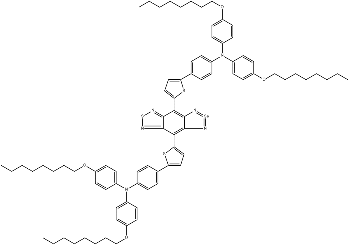 4,8-diyldi-5,2-thiophenediylbis[4-(N,N-bis(4-octyloxyphenyl)amino)phenyl][1,2,5]selenadiazolo[3,4-f]-2,1,3-benzothiadiazole Struktur