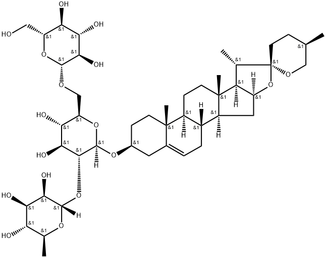 Diosgenin-3-O-rhamnosyl(1-2)[glucosyl(1-6)]glucoside Struktur