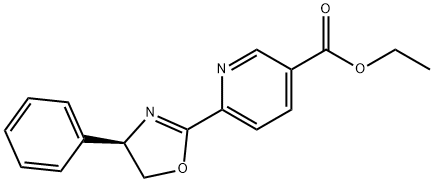 3-Pyridinecarboxylic acid, 6-[(4R)-4,5-dihydro-4-phenyl-2-oxazolyl]-, ethyl ester Struktur