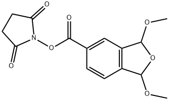 5-Isobenzofurancarboxylic acid, 1,3-dihydro-1,3-dimethoxy-, 2,5-dioxo-1-pyrrolidinyl ester Struktur