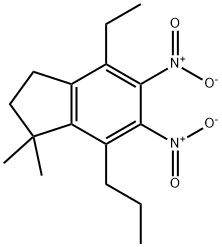 1H-Indene, 4-ethyl-2,3-dihydro-1,1-dimethyl-5,6-dinitro-7-propyl- Struktur