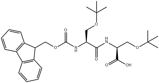 (2S)-3-(tert-butoxy)-2-[(2S)-3-(tert-butoxy)-2-({[(9H-fluoren-9-yl)methoxy]carbonyl}amino)propanamido]propanoic acid Struktur