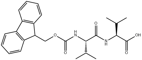 (2S)-2-[(2S)-2-({[(9H-fluoren-9-yl)methoxy]carbonyl}amino)-3-methylbutanamido]-3-methylbutanoic acid Struktur