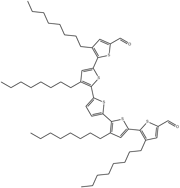 [2,2':5',2'':5'',2''':5''',2''''-Quinquethiophene]-5,5''''-dicarboxaldehyde, 3,3''',3'''',4'-tetraoctyl- Struktur