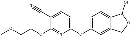 6-(1-Hydroxy-1,3-dihydro-benzo[c][1,2]oxaborol-5-yloxy)-2-(2-methoxy-ethoxy)-nicotinonitrile Struktur