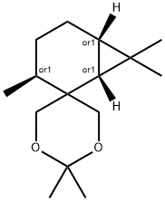 Spirobicyclo4.1.0heptane-2,5-1,3dioxane, 2,2,3,7,7-pentamethyl-, (1R,3S,6S)-rel- Struktur