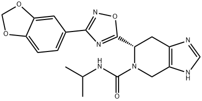 5H-Imidazo[4,5-c]pyridine-5-carboxamide, 6-[3-(1,3-benzodioxol-5-yl)-1,2,4-oxadiazol-5-yl]-3,4,6,7-tetrahydro-N-(1-methylethyl)-, (6S)- Struktur