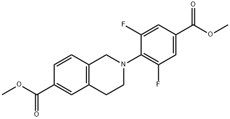 Methyl 2-(2,6-difluoro-4-methoxycarbonylphenyl)-3,4-dihydro-1H-isoquinoline-6-carboxylate Struktur