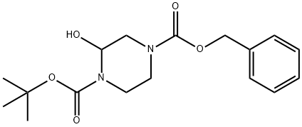 1,4-Piperazinedicarboxylic acid, 2-hydroxy-, 1-(1,1-dimethylethyl) 4-(phenylmethyl) ester Struktur