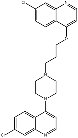 Quinoline, 7-chloro-4-[4-[3-[(7-chloro-4-quinolinyl)oxy]propyl]-1-piperazinyl]- Struktur