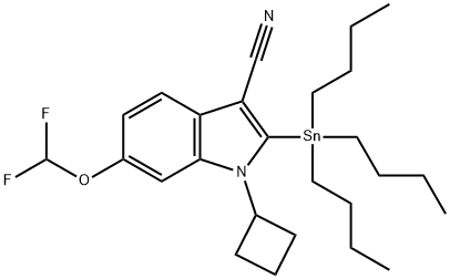 1-cyclobutyl-3-cyano-6-difluoroMethoxyl-2-tributyltinindole Struktur