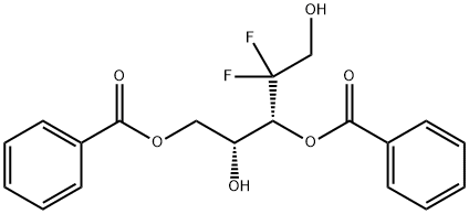 2-Deoxy-2,2-difluoro-3,5-dibenzoate D-erythro-Pentitol Struktur