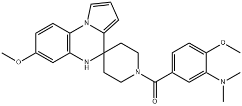 [3-(Dimethylamino)-4-methoxyphenyl](7'-methoxy-1H,5'H-spiro[piperidine-4,4'-pyrrolo[1,2-a]quinoxalin]-1-yl)methanone Struktur