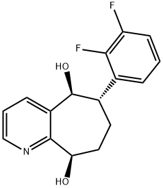 5H-Cyclohepta[b]pyridine-5,9-diol, 6-(2,3-difluorophenyl)-6,7,8,9-tetrahydro-, (5S,6S,9R)- Struktur