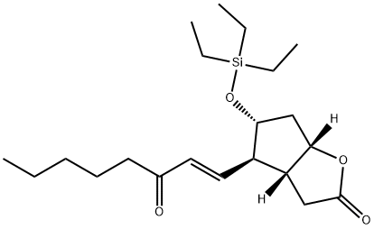 2H-Cyclopenta[b]furan-2-one, hexahydro-4-[(1E)-3-oxo-1-octen-1-yl]-5-[(triethylsilyl)oxy]-, (3aR,4R,5R,6aS)- Struktur