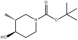 tert-butyl (3R,4R)-4-hydroxy-3-methyl-piperidine-1-carboxylate Struktur