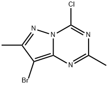 8-Bromo-4-chloro-2,7-dimethyl-pyrazolo[1,5-a][1,3,5]triazine Struktur