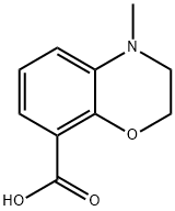 3,4-dihydro-4-methyl-2H-benzo[b][1,4]oxazine-8-carboxylic acid Struktur