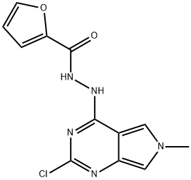 2-Furancarboxylic acid, 2-(2-chloro-6-methyl-6H-pyrrolo[3,4-d]pyrimidin-4-yl)hydrazide Struktur