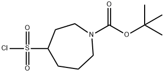 1H-Azepine-1-carboxylic acid, 4-(chlorosulfonyl)hexahydro-, 1,1-dimethylethyl ester Struktur