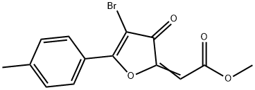 Acetic acid, 2-[4-bromo-5-(4-methylphenyl)-3-oxo-2(3H)-furanylidene]-, methyl ester Struktur