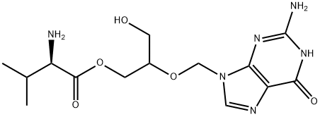 D-Valine, 2-[(2-amino-1,6-dihydro-6-oxo-9H-purin-9-yl)methoxy]-3-hydroxypropyl ester Struktur