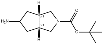 Cyclopenta[c]pyrrole-2(1H)-carboxylic acid, 5-aminohexahydro-, 1,1-dimethylethyl ester, (3aR,6aS)-rel- Struktur