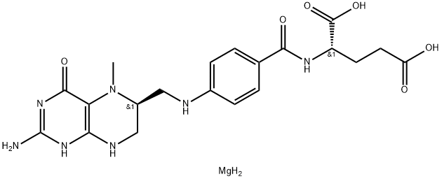 L-Glutamic acid, N-[4-[[[(6S)-2-amino-3,4,5,6,7,8-hexahydro-5-methyl-4-oxo-6-pteridinyl]methyl]amino]benzoyl]-, magnesium salt (1:1) Struktur