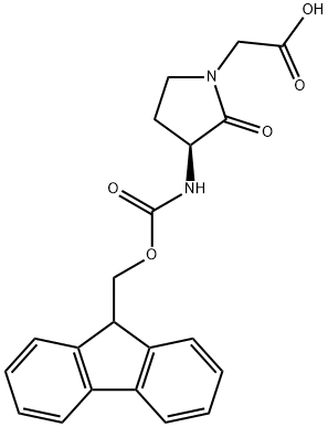 2-[(3S)-3-({[(9H-fluoren-9-yl)methoxy]carbonyl}amino)-2-oxopyrrolidin-1-yl]acetic acid Struktur