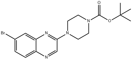 1-Piperazinecarboxylic acid, 4-(7-bromo-2-quinoxalinyl)-, 1,1-dimethylethyl ester Structure