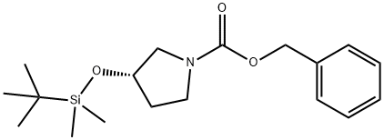 1-Pyrrolidinecarboxylic acid, 3-[[(1,1-dimethylethyl)dimethylsilyl]oxy]-, phenylmethyl ester, (S)- (9CI) Struktur