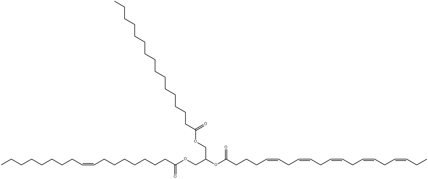 1-[[(1-Oxohexadecyl)oxy]methyl]-2-[[(9Z)-1-oxo-9-octadecen-1-yl]oxy]ethyl (5Z,8Z,11Z,14Z,17Z)-5,8,11,14,17-eicosapentaenoate Struktur