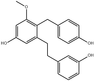 3’,5-dihydroxy-2-(4-hydroxybenzyl)3-methoxybibenzyl Struktur