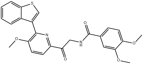 Benzamide, N-[2-(6-benzo[b]thien-3-yl-5-methoxy-2-pyridinyl)-2-oxoethyl]-3,4-dimethoxy- Struktur