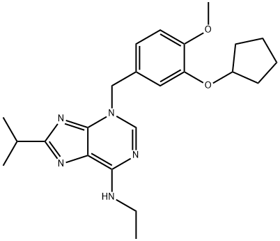 3H-Purin-6-amine, 3-[[3-(cyclopentyloxy)-4-methoxyphenyl]methyl]-N-ethyl-8-(1-methylethyl)- Struktur