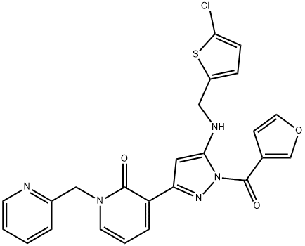 3-(5-[(5-Chlorothiophen-2-yl)methyl]amino-1-[(furan-3-yl)carbonyl]-1H-pyrazol-3-yl)-1-(pyridin-2-ylmethyl)-1,2-dihydropyridin-2-one Struktur