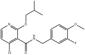 3-Pyridinecarboxamide, 4-chloro-N-[(3-fluoro-4-methoxyphenyl)methyl]-2-(2-methylpropoxy)- Struktur